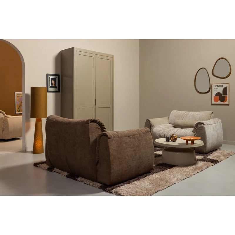 Baggy liegesessel gewebte chenille braun