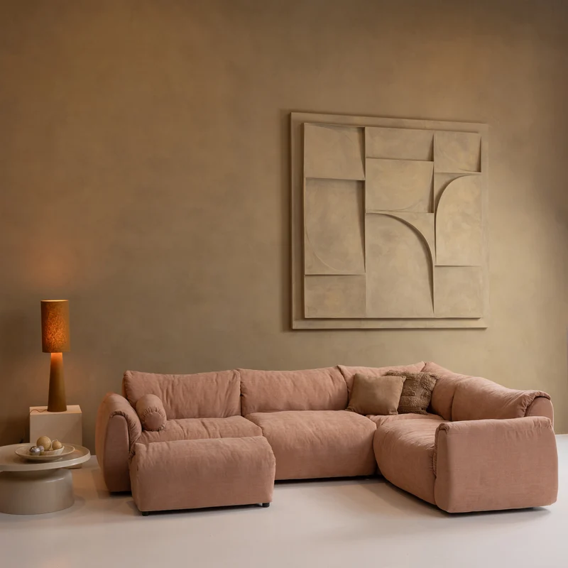 Baggy eckbank right gewebte chenille altrosa