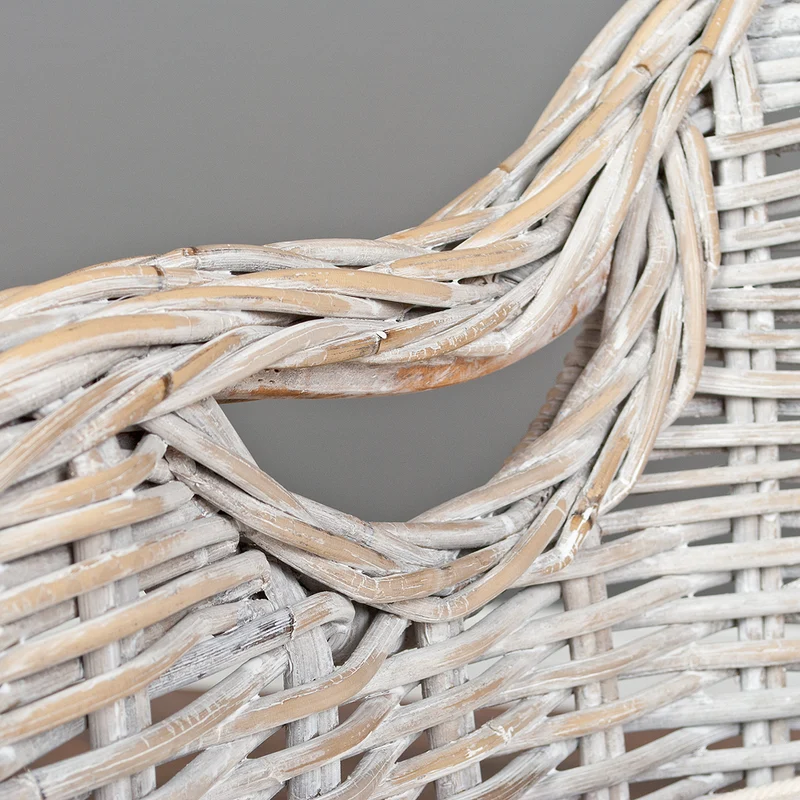 Rattan-Sessel CHARLOTTE White-Washed inkl. Sitzkissen