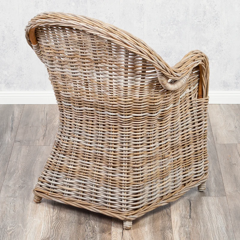 Formschöner Rattan-Sessel CHARLOTTE Natural Grey inkl. Sitzkissen