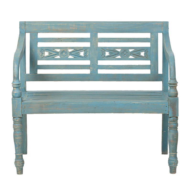 Sitzbank CHRISTOS Blue-Washed 100cm Mahagoni