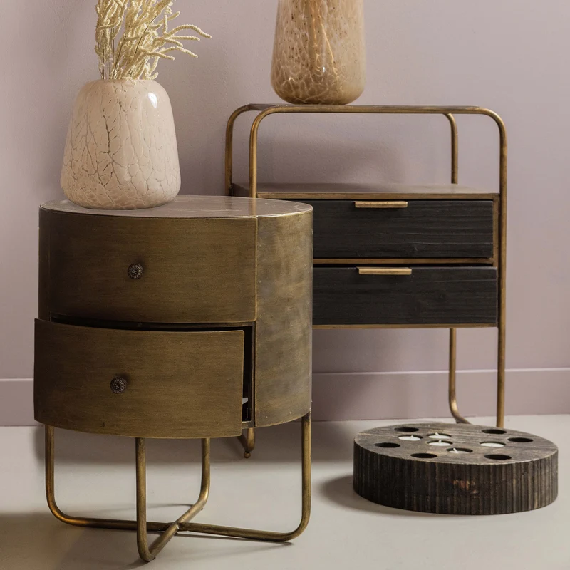 Glossy runde kleines schrank metall antique brass