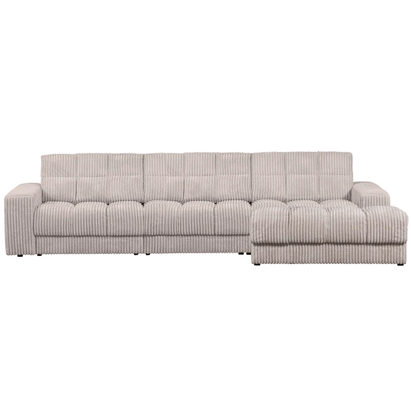 Second Date chaise longue rechts gerippter stoff natur