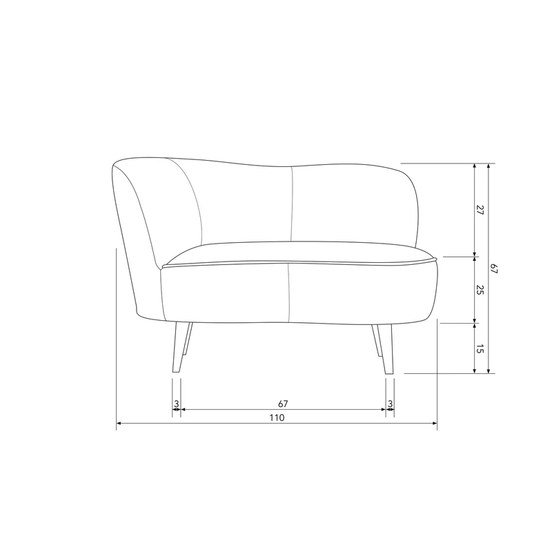 Sara lounge sessel links samt khaki