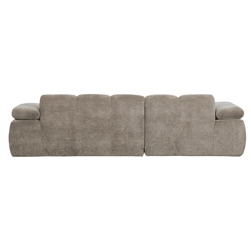 Mojo chaiselongue sofa links gerippter stoffdunkler sand
