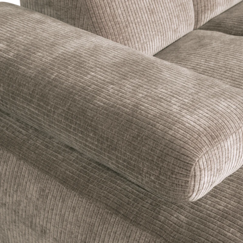 Mojo chaiselongue sofa links gerippter stoffdunkler sand