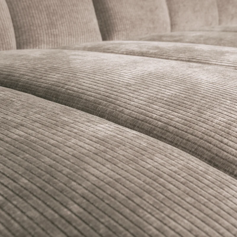 Mojo chaiselongue sofa links gerippter stoffdunkler sand