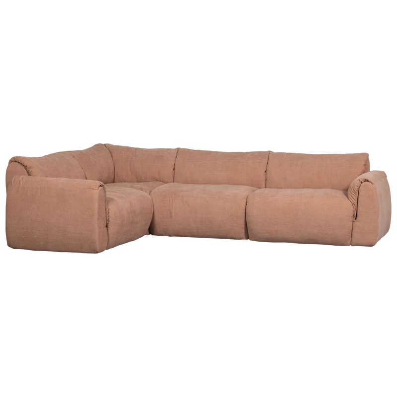 Baggy eckbank links gewebte chenille altrosa