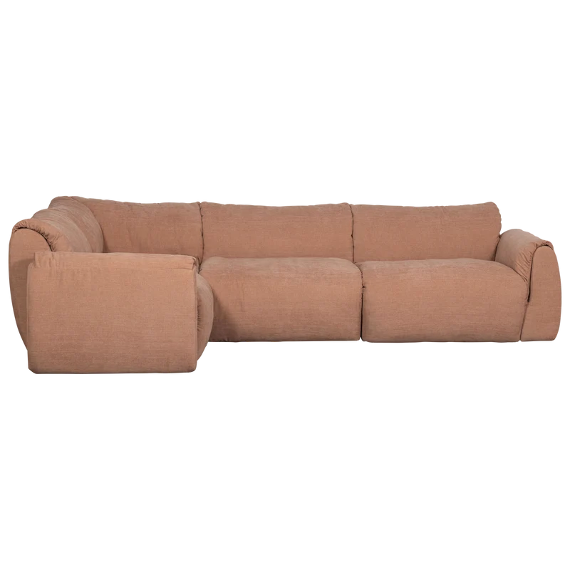 Baggy eckbank links gewebte chenille altrosa