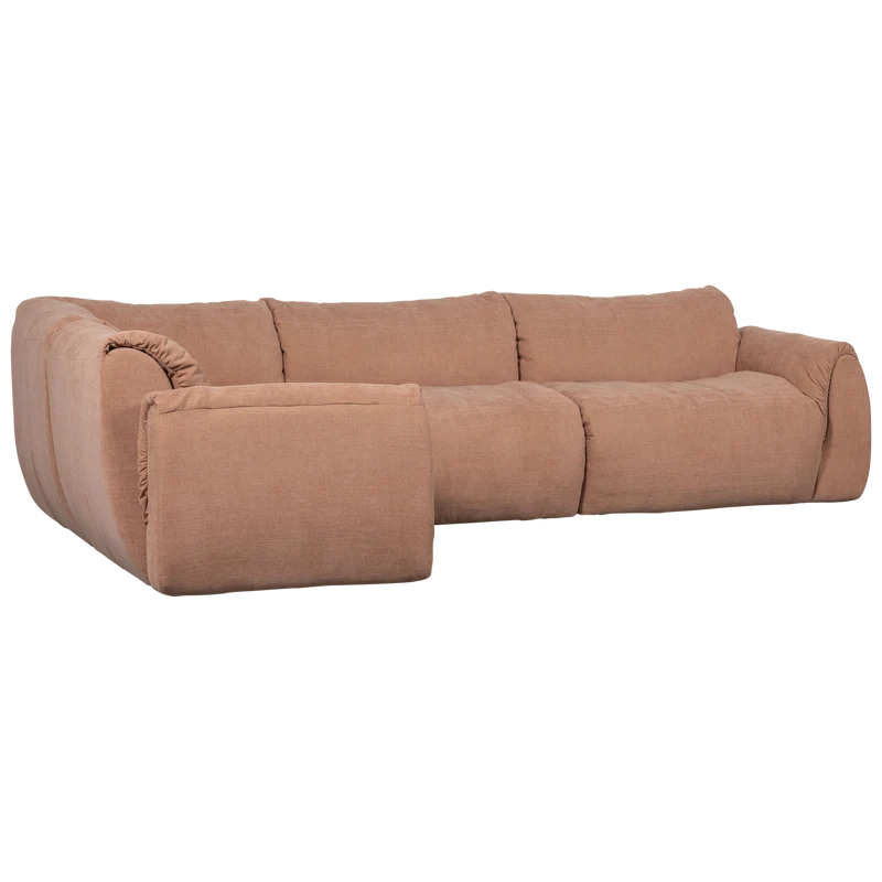 Baggy eckbank links gewebte chenille altrosa
