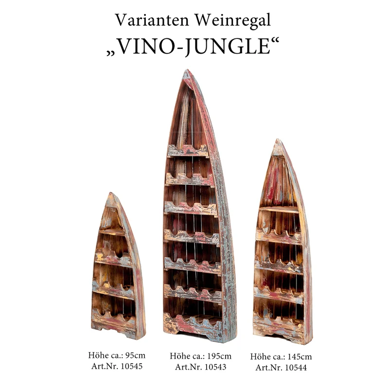 Massivholz Bootsregal Weinregal VINO ca.100cm Multi-Color