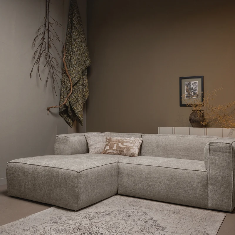 Bean chaise longue sofa links grobe melange travertin