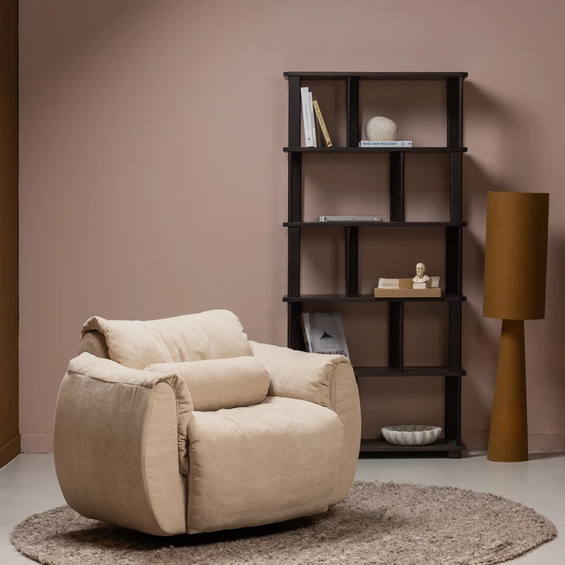 Baggy drehsessel gewebte chenille sand
