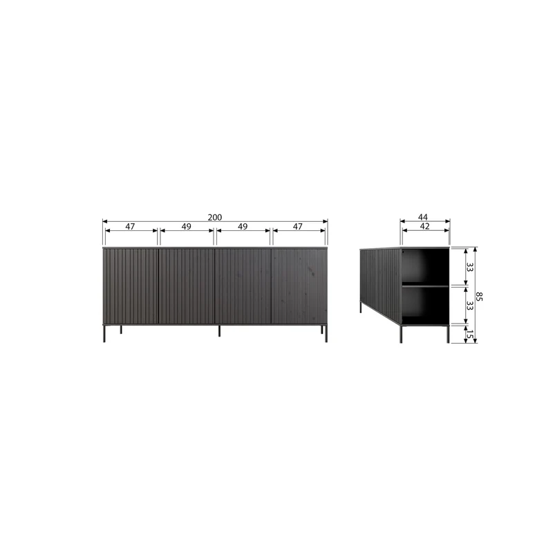 New gravure kommode 200 cm kiefer dust