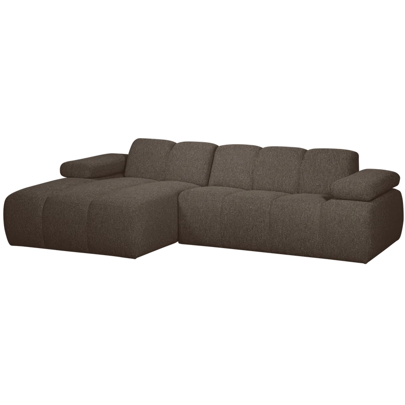 Mojo chaiselongue sofa links bouclé braun melange