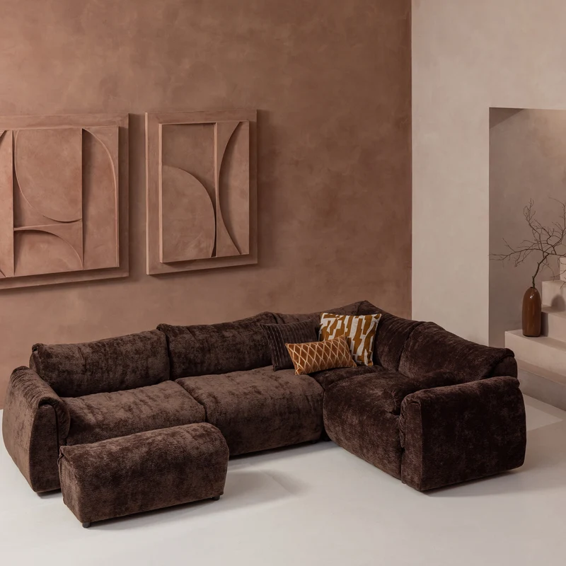Baggy eckbank rechts 3D chenille dunkelbraun