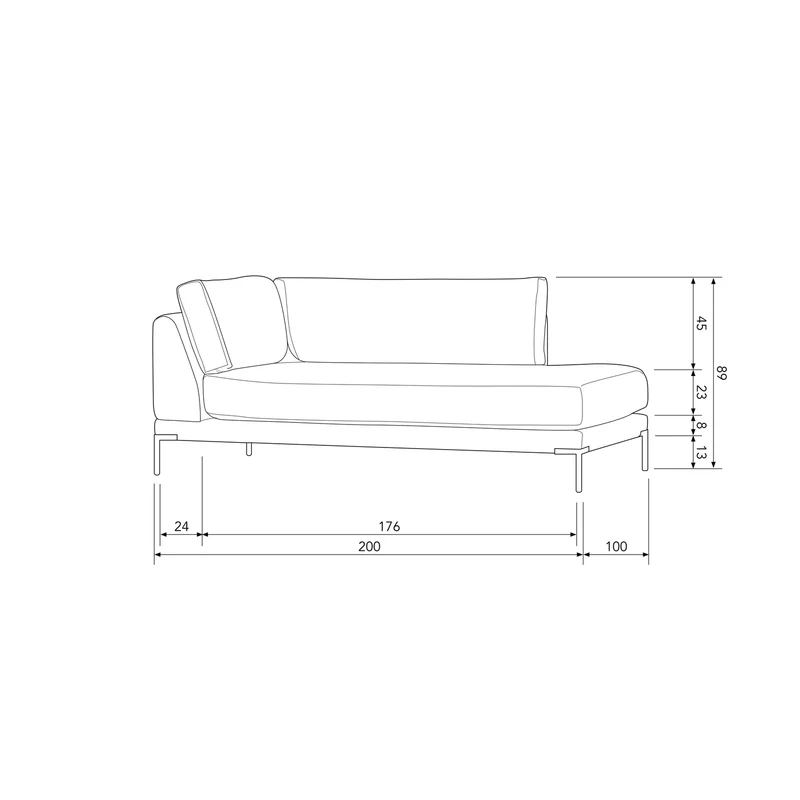 Couple lounge element rechts sand