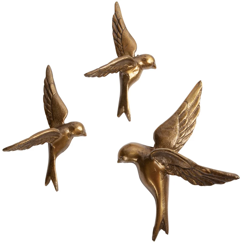 Set von 3 - Avaler too vögel metall antique brass