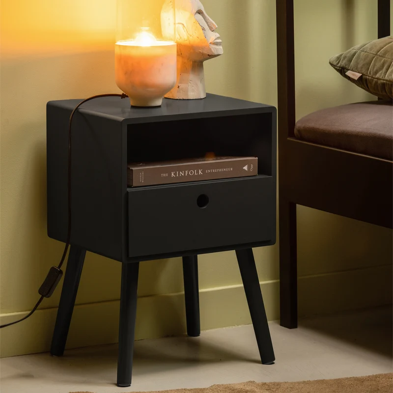 Ozzy nachttisch holz schwarz
