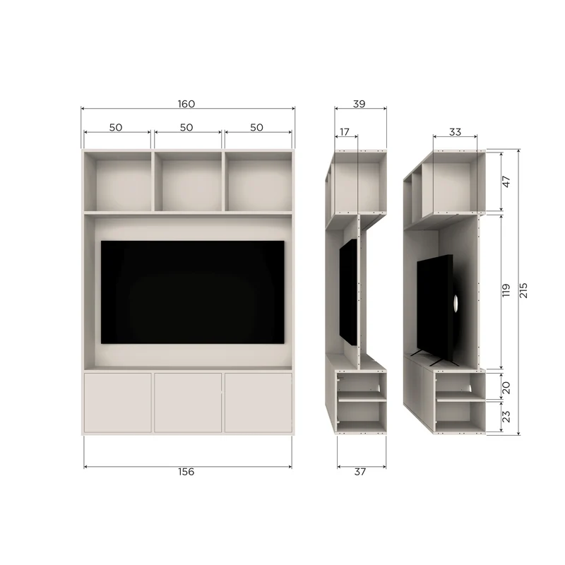 Meggy tv ablageschrank 160 cm kiefer dust