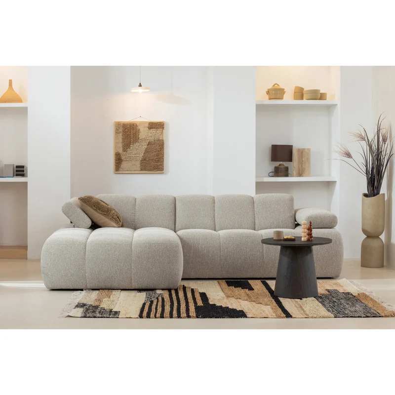 Mojo chaiselongue sofa links bouclé beige melange