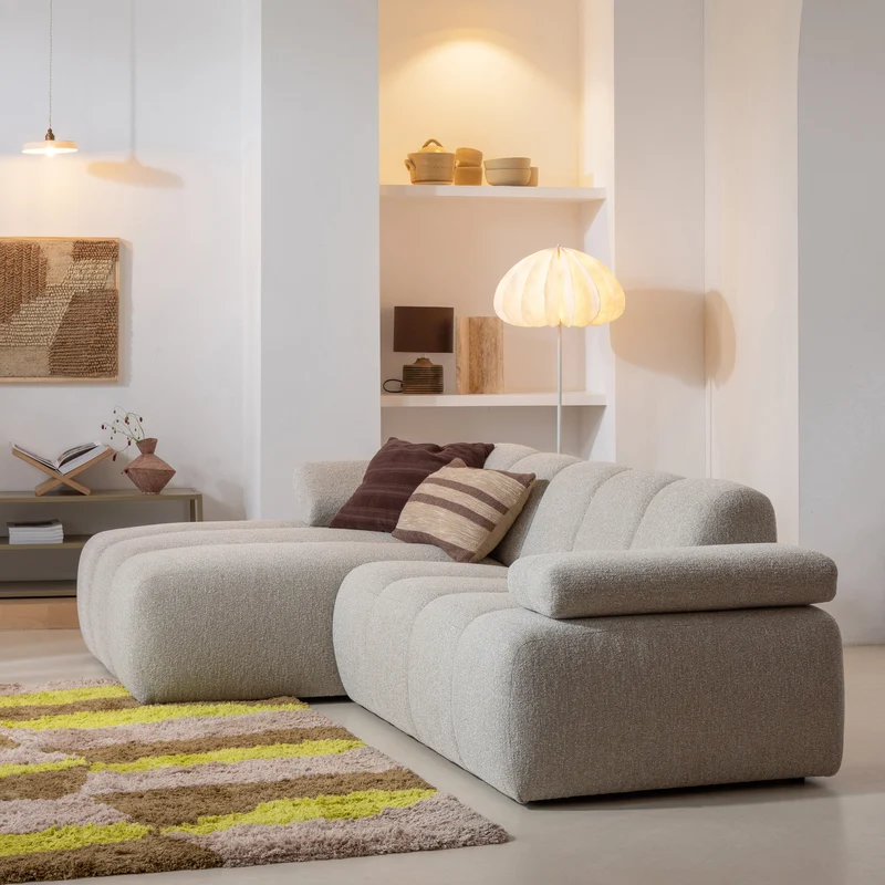 Mojo chaiselongue sofa links bouclé beige melange