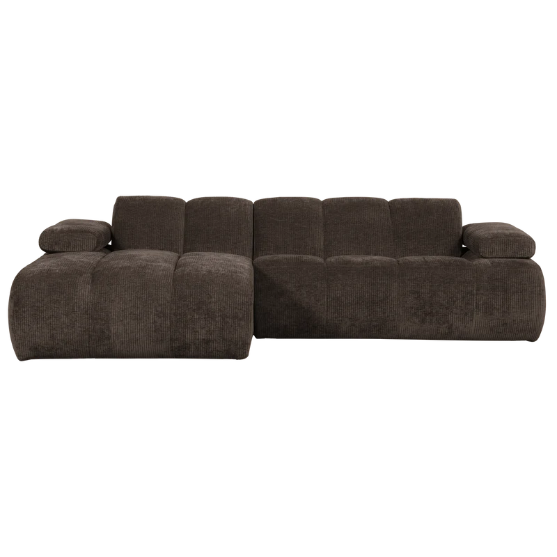 Mojo chaiselongue sofa links gerippter stoffbraun