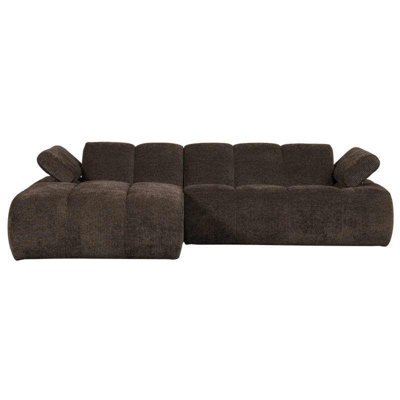 Mojo chaiselongue sofa links gerippter stoffbraun