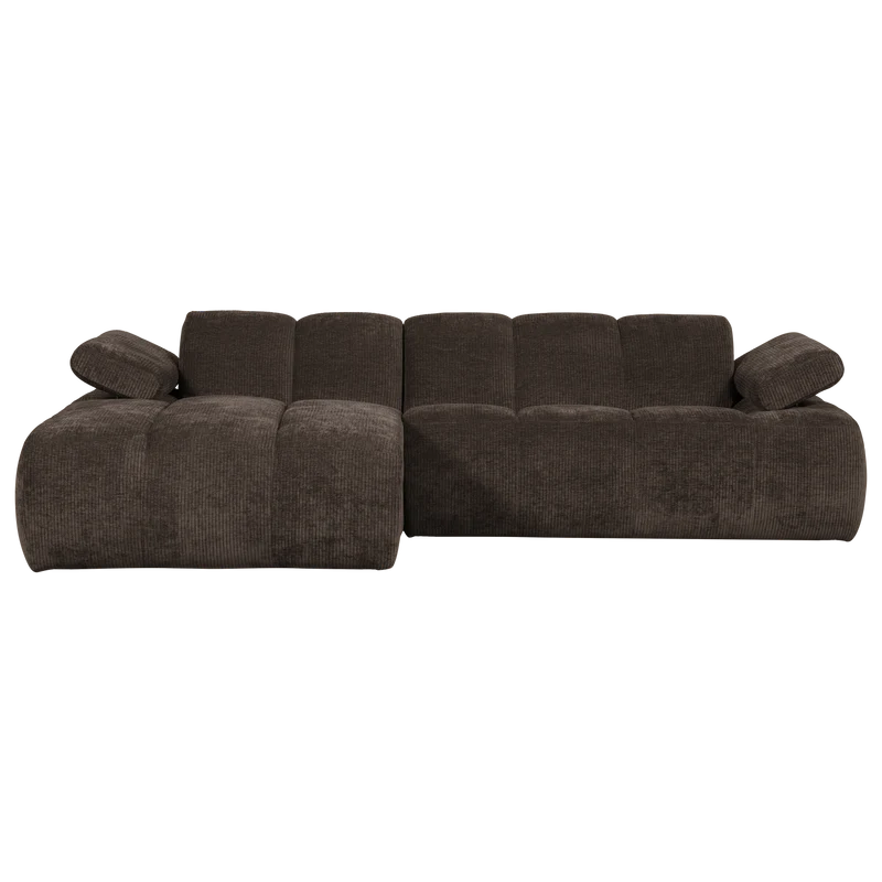 Mojo chaiselongue sofa links gerippter stoffbraun