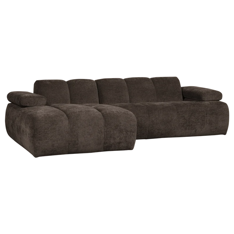 Mojo chaiselongue sofa links gerippter stoffbraun