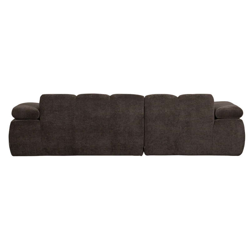Mojo chaiselongue sofa links gerippter stoffbraun