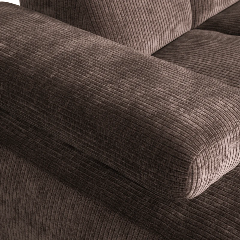 Mojo chaiselongue sofa links gerippter stoffbraun