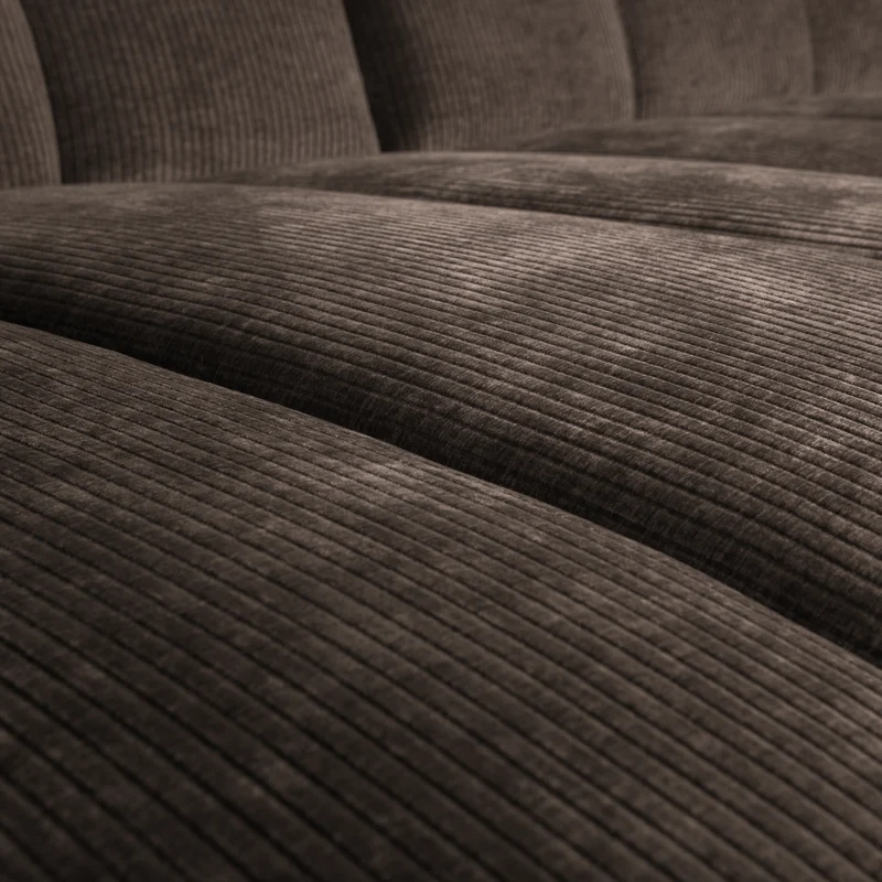 Mojo chaiselongue sofa links gerippter stoffbraun