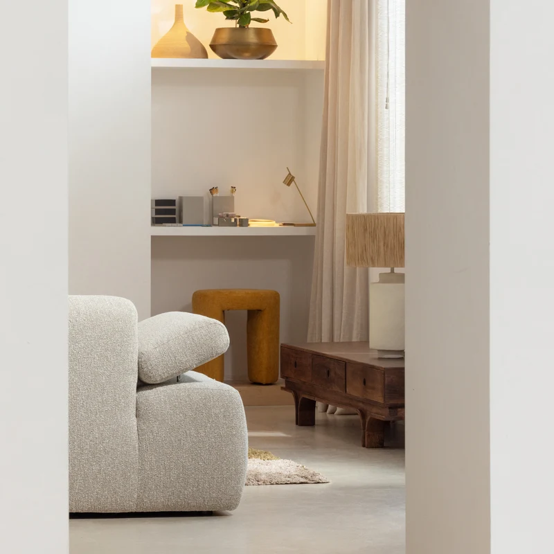 Mojo chaise longue element rechts bouclé beige melange