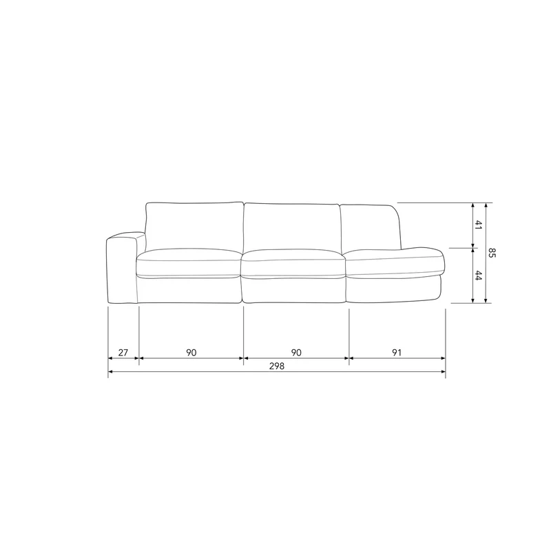 Family 2,5-sitzer sofa rundung rechts grün