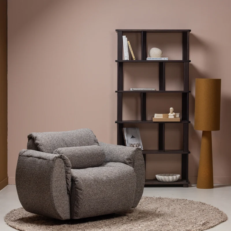 Baggy drehsessel webstoff warmes grau melange
