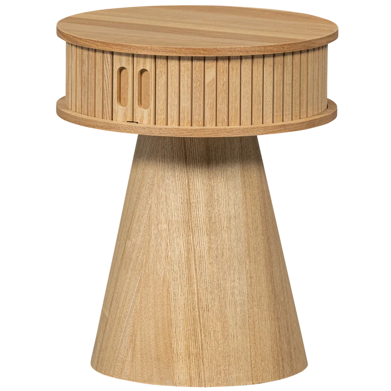 Karri nachttisch rund holz natur