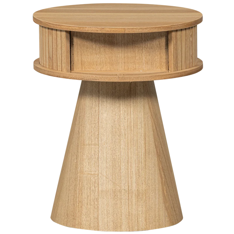 Karri nachttisch rund holz natur