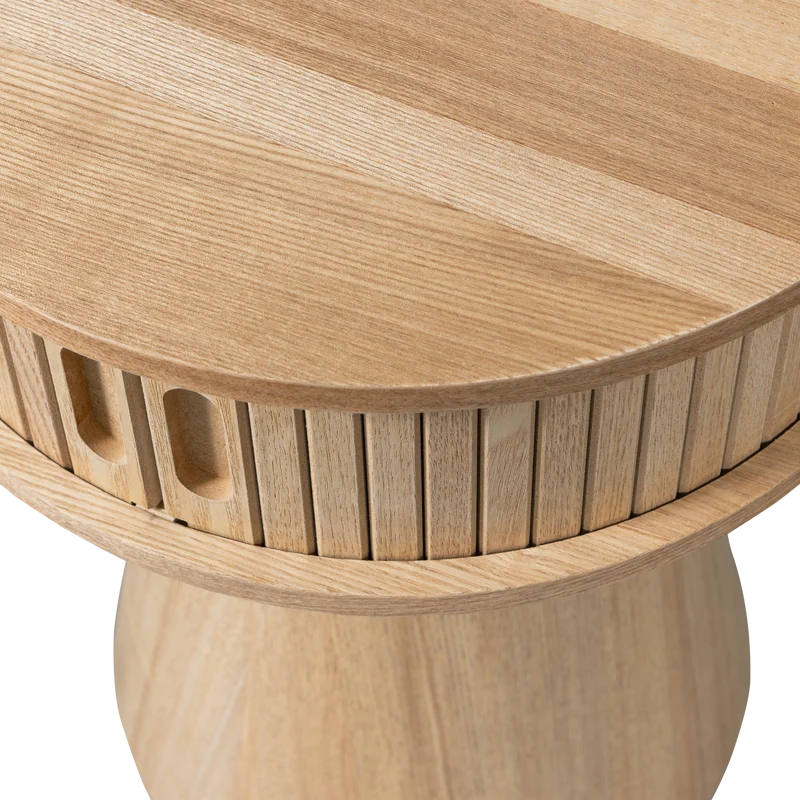 Karri nachttisch rund holz natur