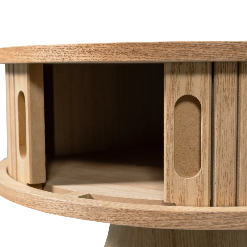 Karri nachttisch rund holz natur