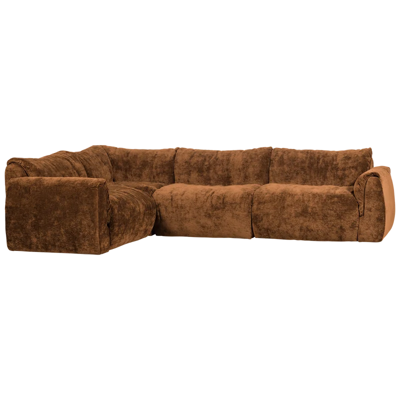 Baggy eckbank links 3D chenille mittelbraun