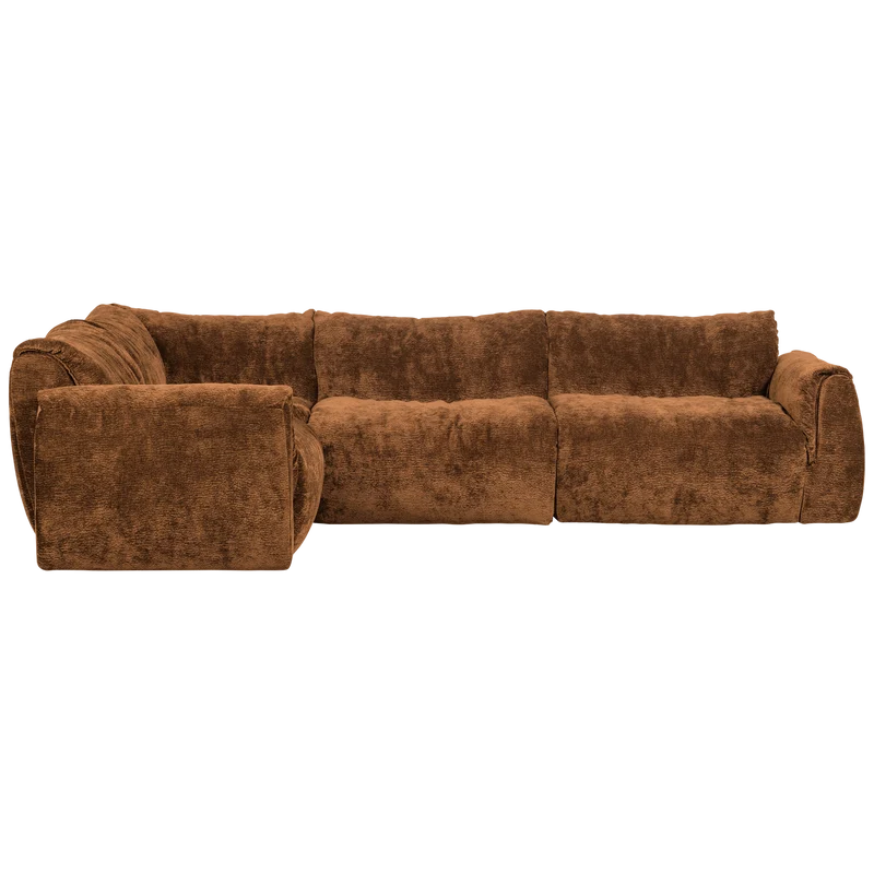 Baggy eckbank links 3D chenille mittelbraun