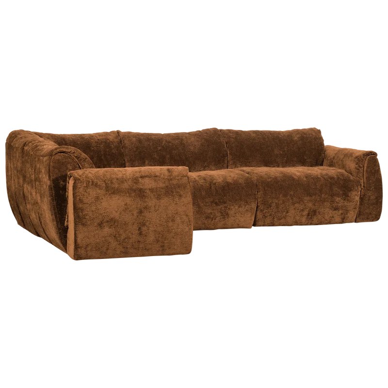 Baggy eckbank links 3D chenille mittelbraun
