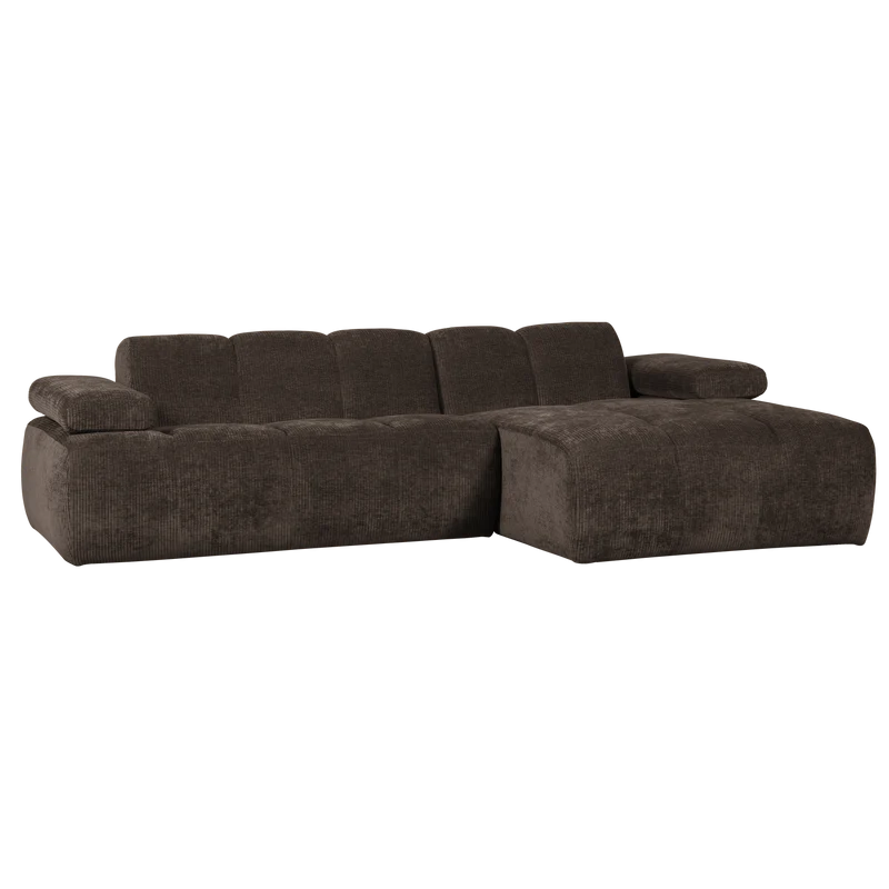 Mojo chaiselongue sofa rechts gerippter stoffbraun