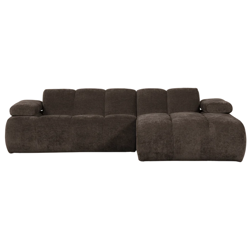 Mojo chaiselongue sofa rechts gerippter stoffbraun