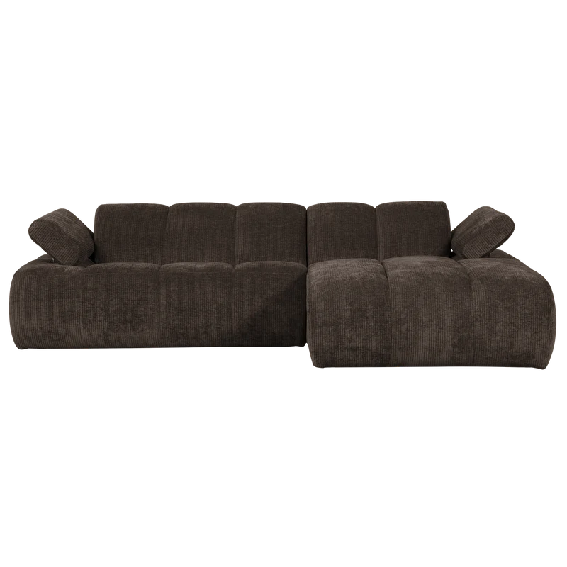 Mojo chaiselongue sofa rechts gerippter stoffbraun