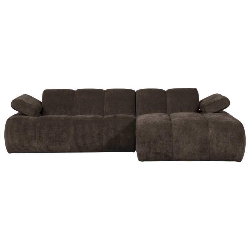 Mojo chaiselongue sofa rechts gerippter stoffbraun