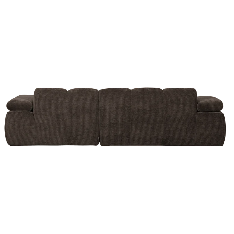 Mojo chaiselongue sofa rechts gerippter stoffbraun