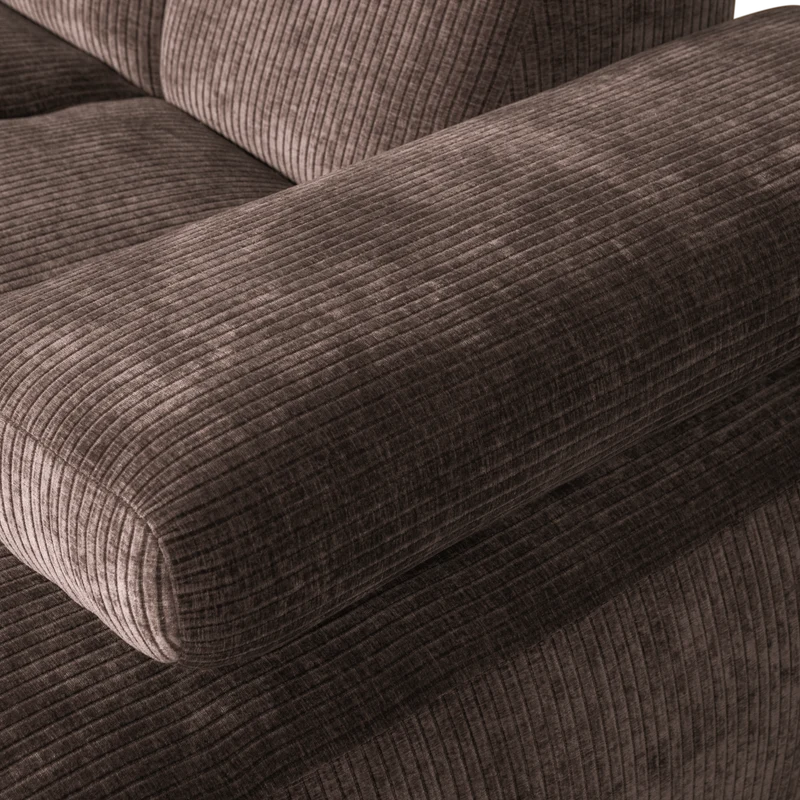 Mojo chaiselongue sofa rechts gerippter stoffbraun
