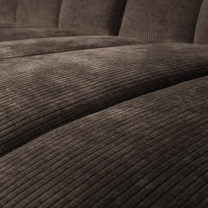 Mojo chaiselongue sofa rechts gerippter stoffbraun